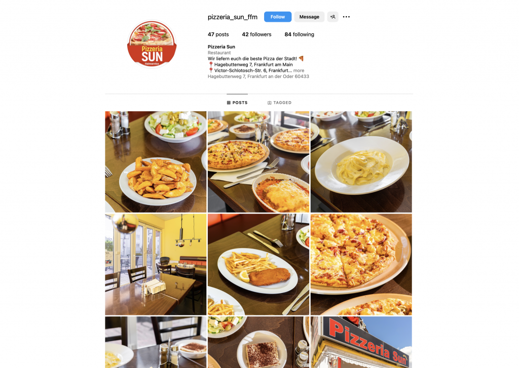 referent zu unserem Kunden Pizzeria Sun